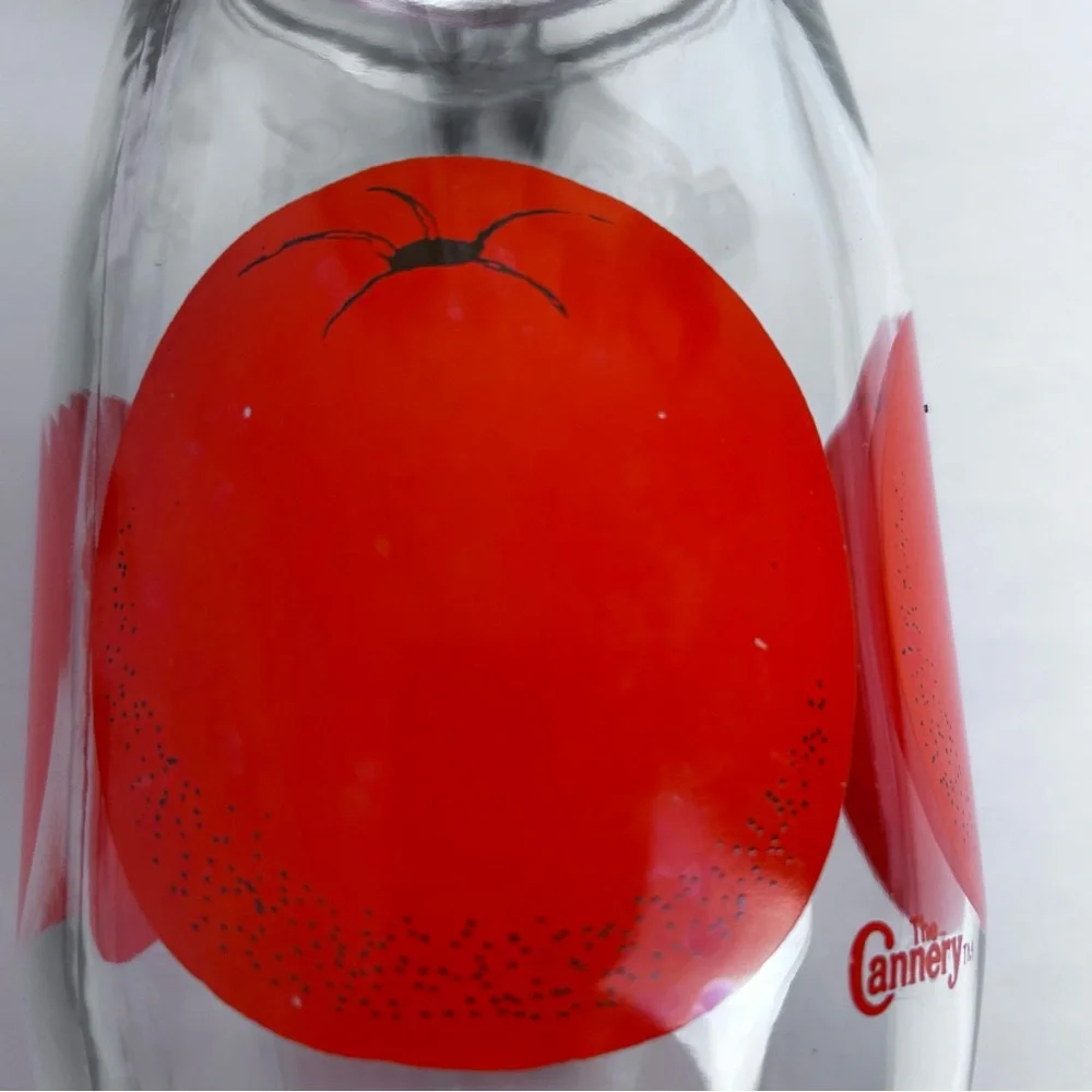 Vintage 60's The Cannery Hinged Glass Jar Container with Orange Design 1.5L